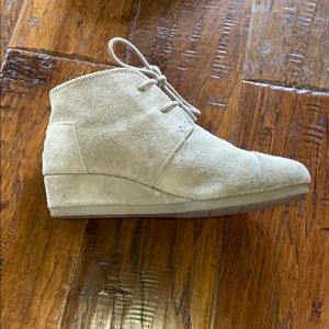 Toms Taupe Colored Lace up Youth Wedge Booties